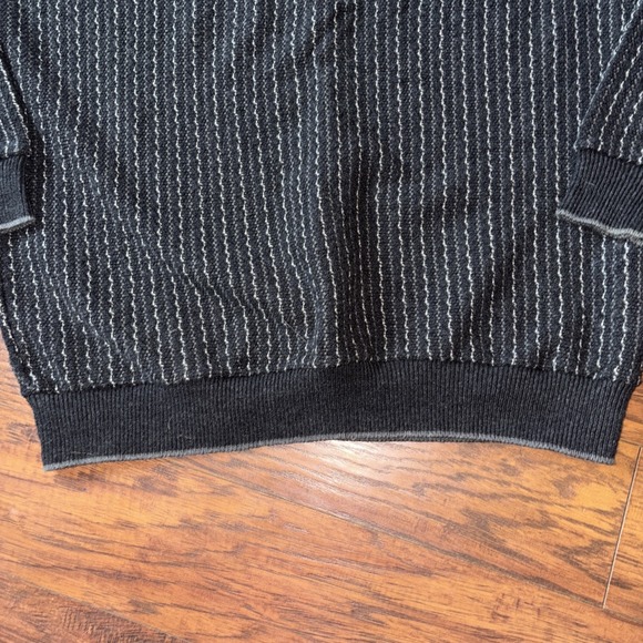 Vintage Shenandoah Sweater Mens Black/Gray Patterned Cotton Knit Crewneck USA XL - Picture 2 of 7